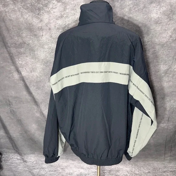 Neighborhood Track Jacket Mens XL Black Nylon Made in Japan